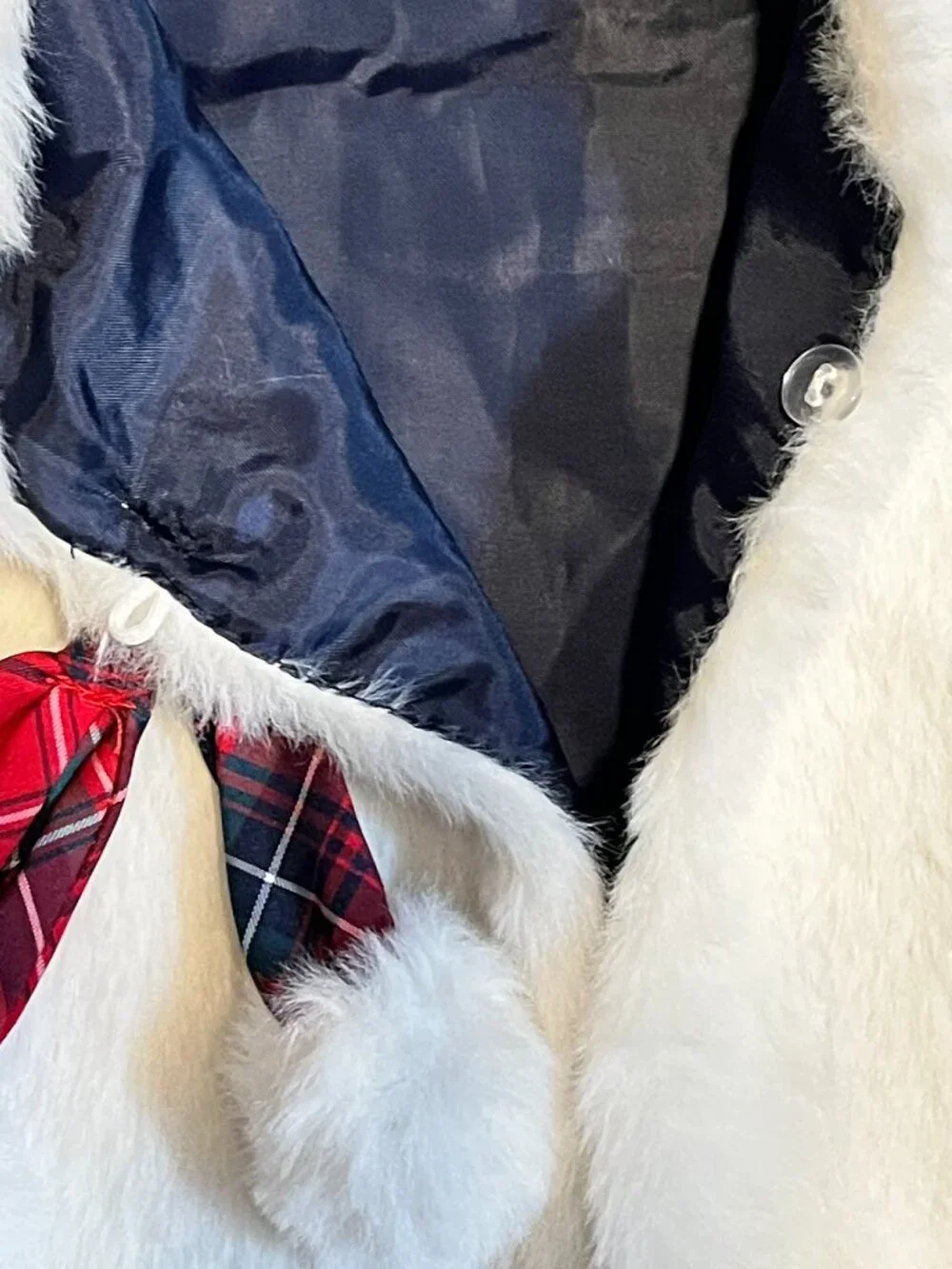 Girls Faux Fur White Fluffy Vest and Plaid Skirt Holiday Christmas Set Size 5